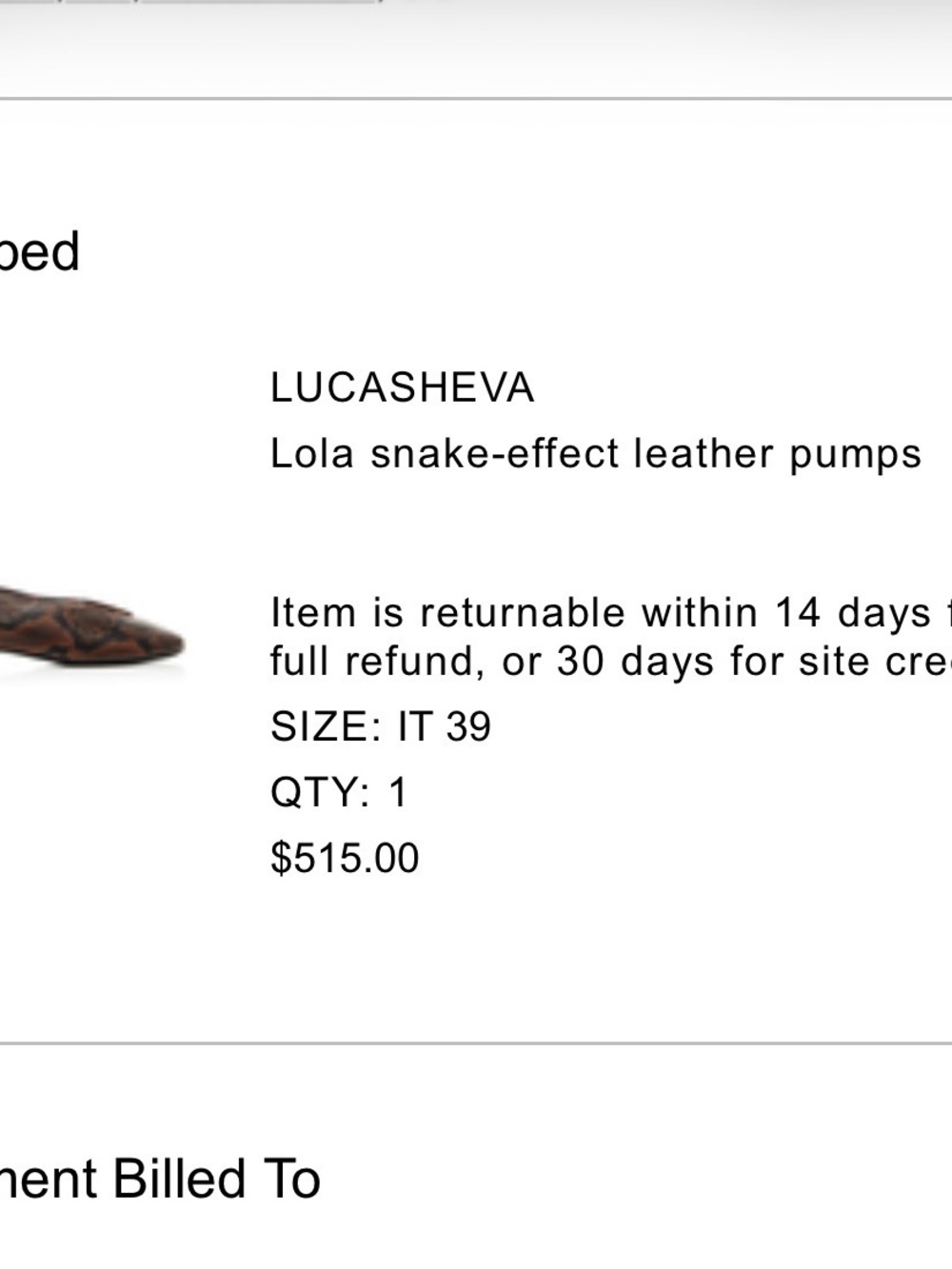 LUCASHEVA LOLA Brown Snake-effect Leather Pumps Ballet kitten heel 39 - Picture 3 of 7